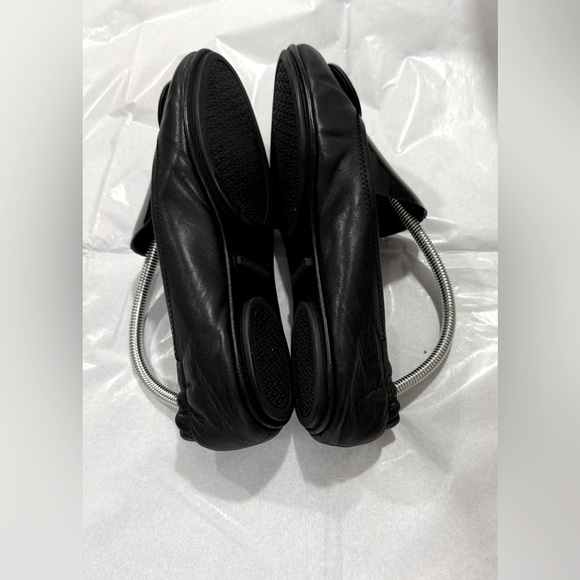 Tory Burch Minnie Travel Ballet Flats Black Leather 8.5 Foldable Logo Flats - Picture 6 of 10